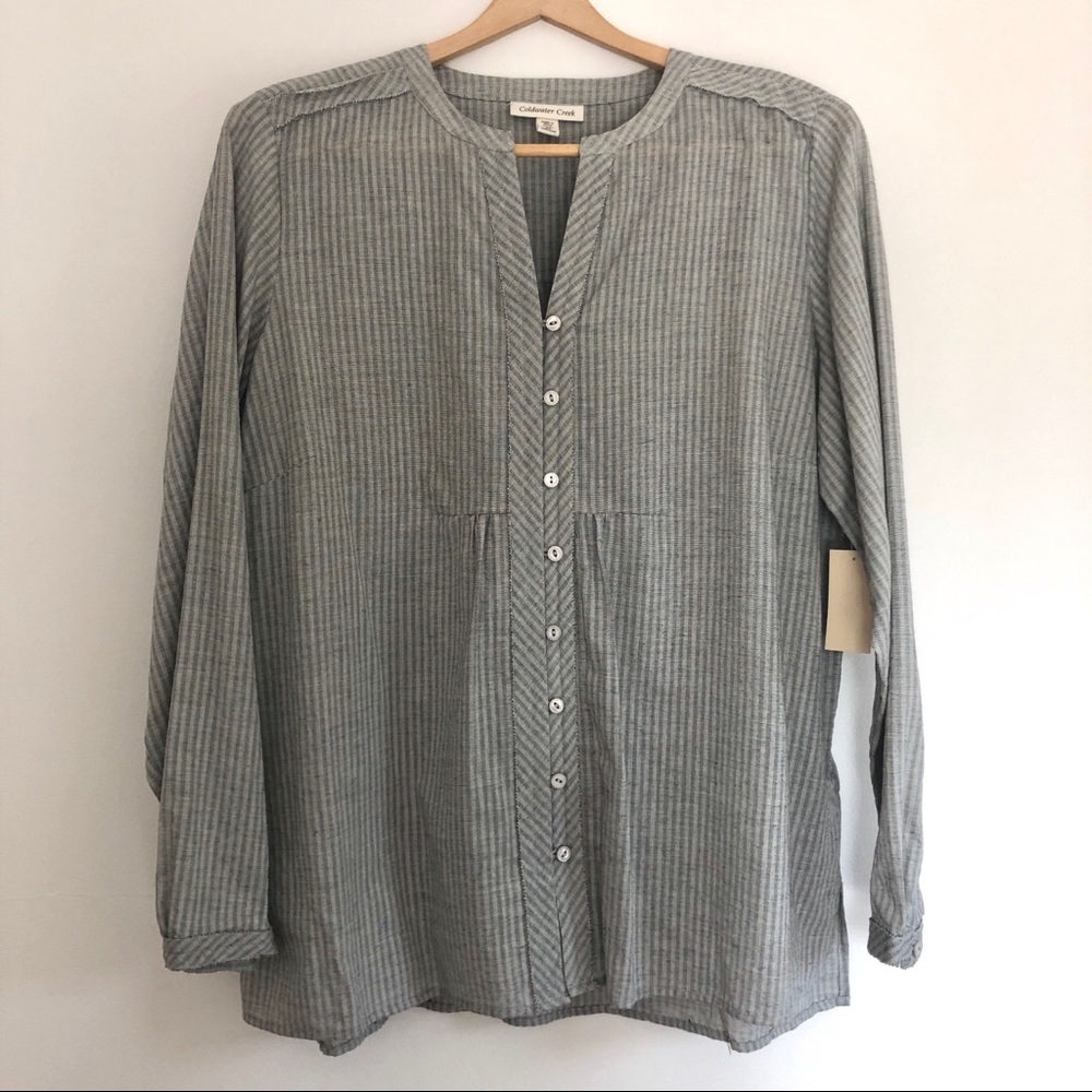 Coldwater Creek .  Grey/Grey Stripe Blouse
